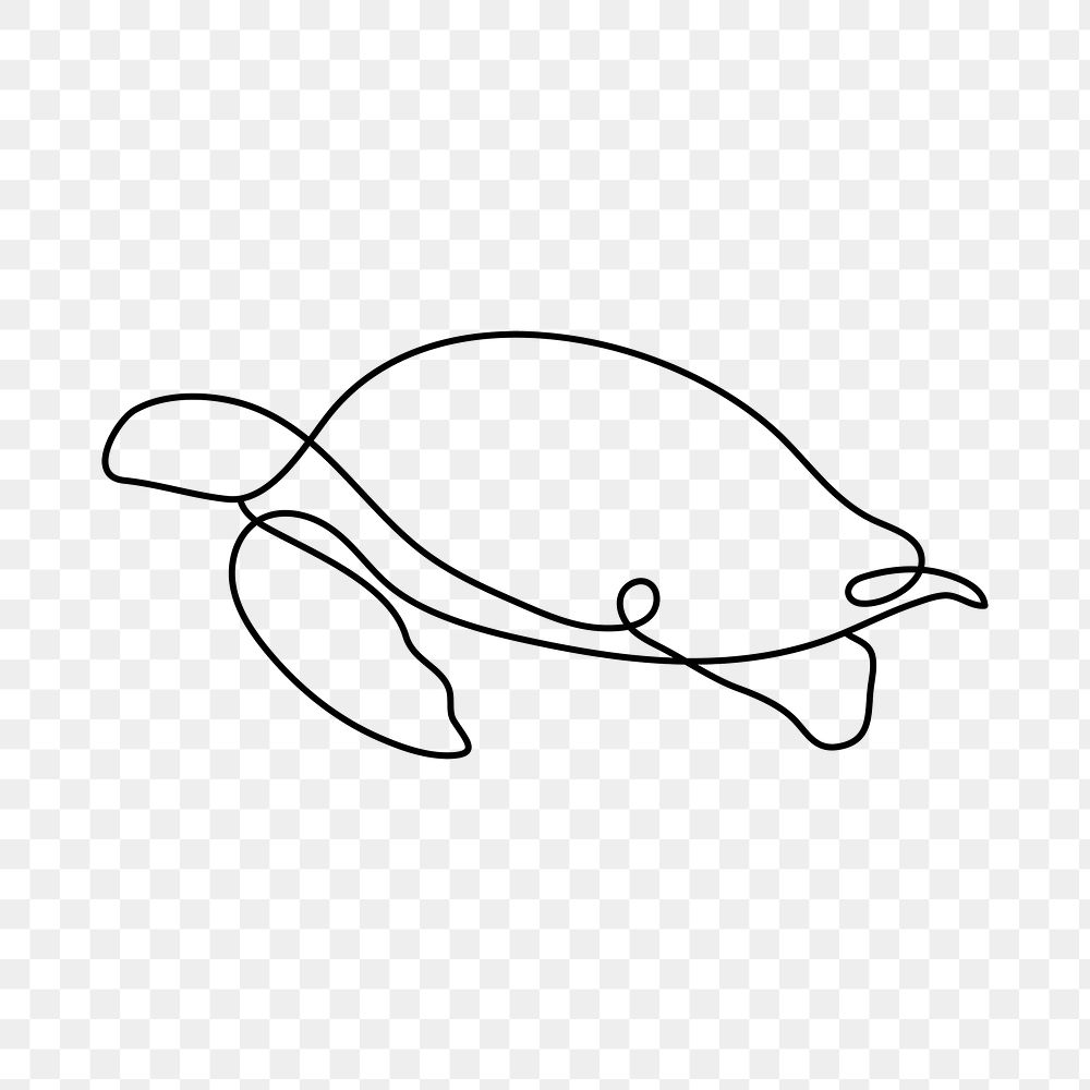 Turtle png logo element, line art animal illustration