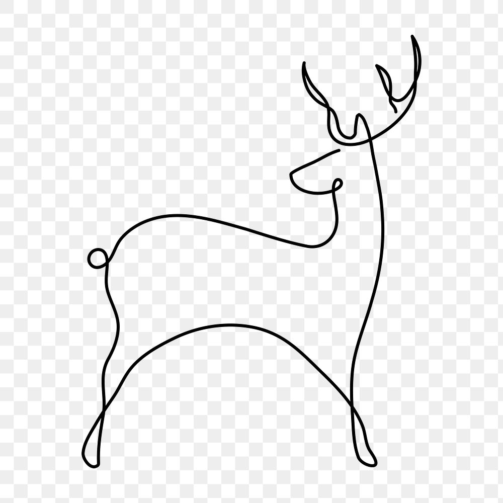 Deer png logo element, line art animal illustration