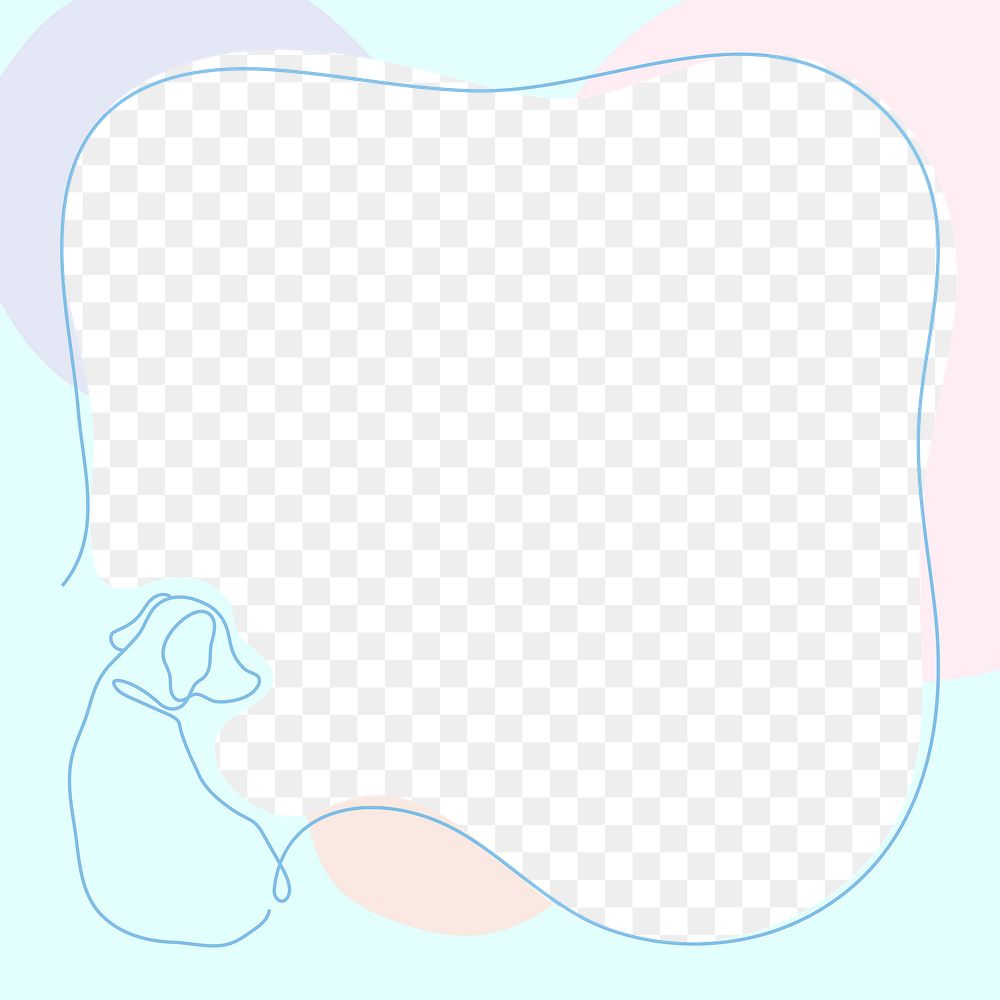 Dog frame png, memphis transparent background, line art animal illustration