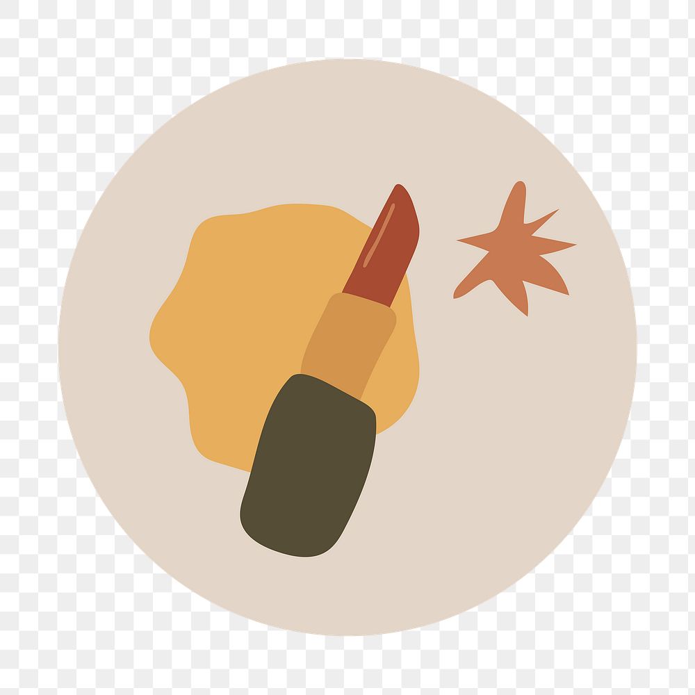 Beauty Instagram highlight icon png, lipstick doodle illustration in earth tone design