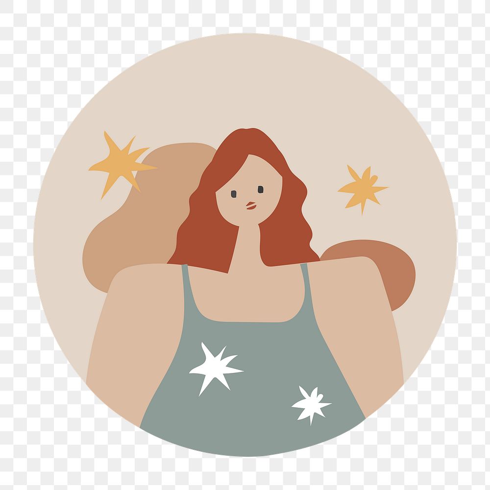 Feminine Instagram highlight icon png, woman character sticker aesthetic illustration in earth tone design