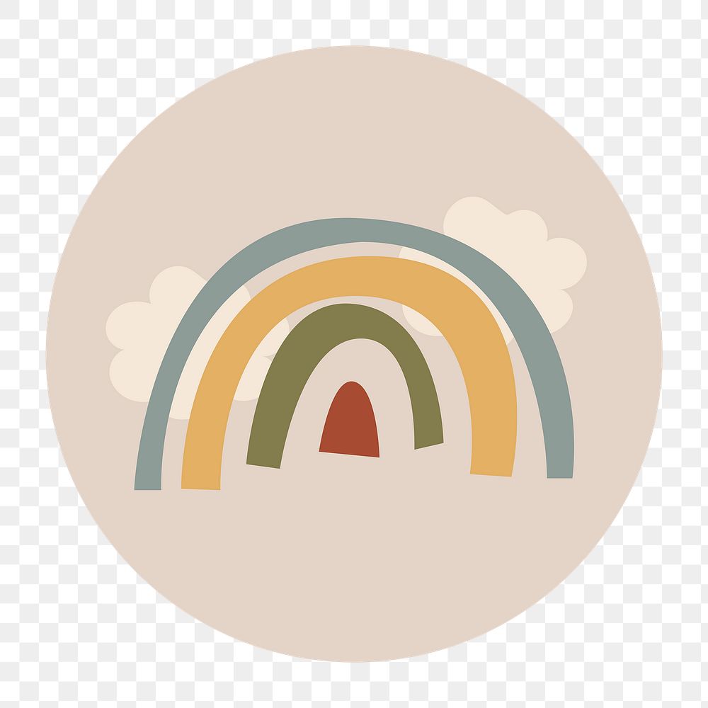 Aesthetic Instagram highlight icon png, rainbow doodle in earth tone design