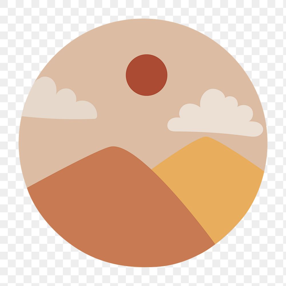 Travel Instagram highlight icon png, mountain doodle in earth tone design