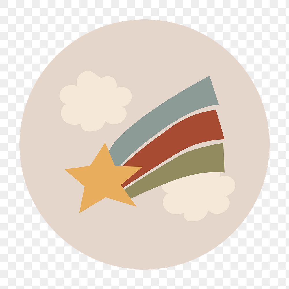 Cute Instagram highlight icon png, shooting star doodle in earth tone design