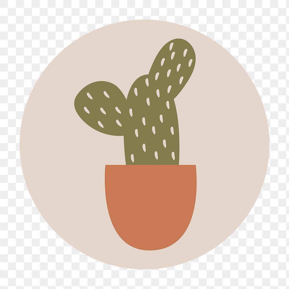Hobby Instagram highlight icon png, cactus doodle in earth tone design