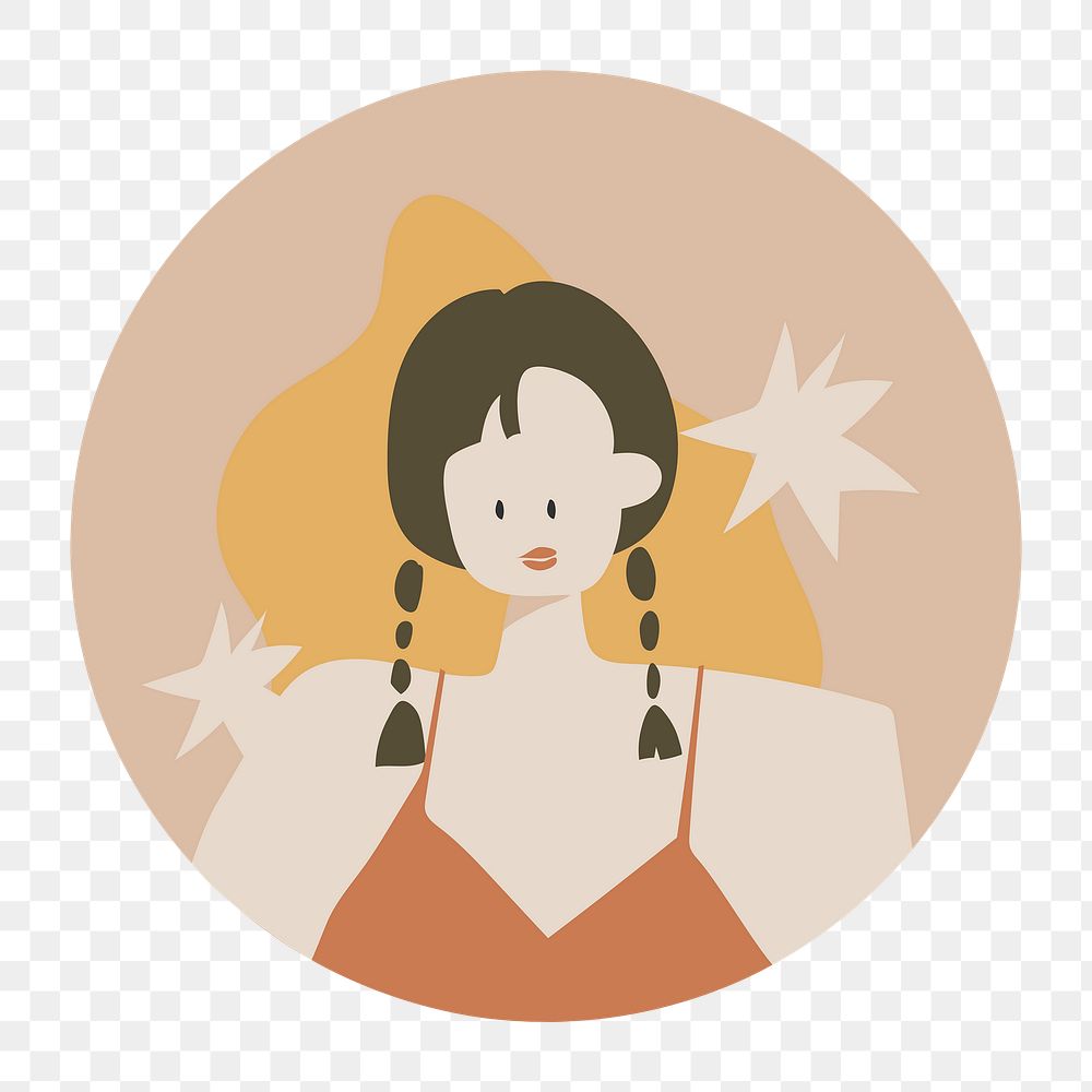Feminine Instagram highlight icon png, woman character sticker aesthetic illustration in earth tone design