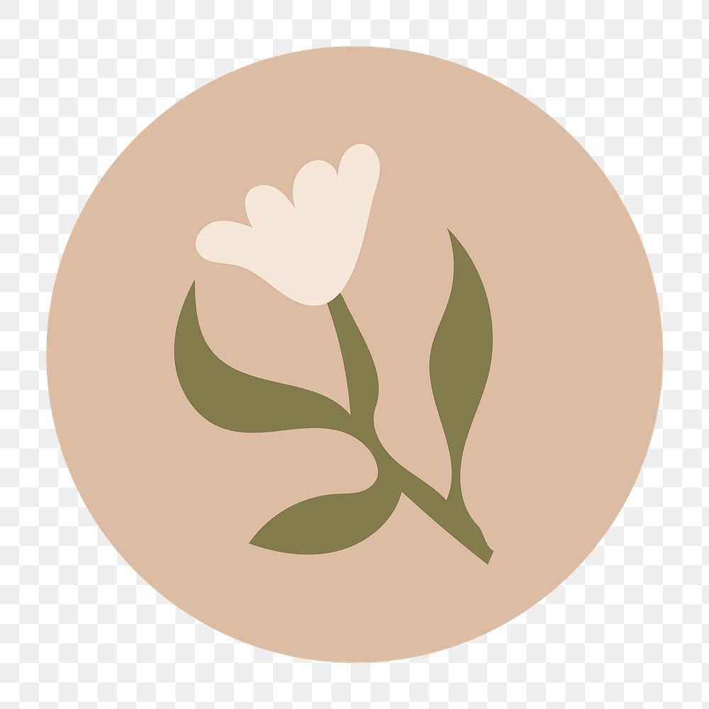Aesthetic Instagram highlight icon png, flower doodle in earth tone design