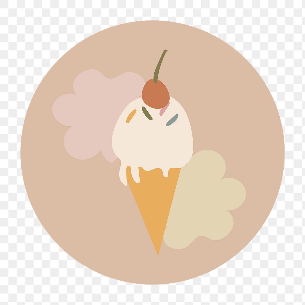 Ice-cream dessert png sticker, instagram highlight cover, doodle illustration in earth tone design