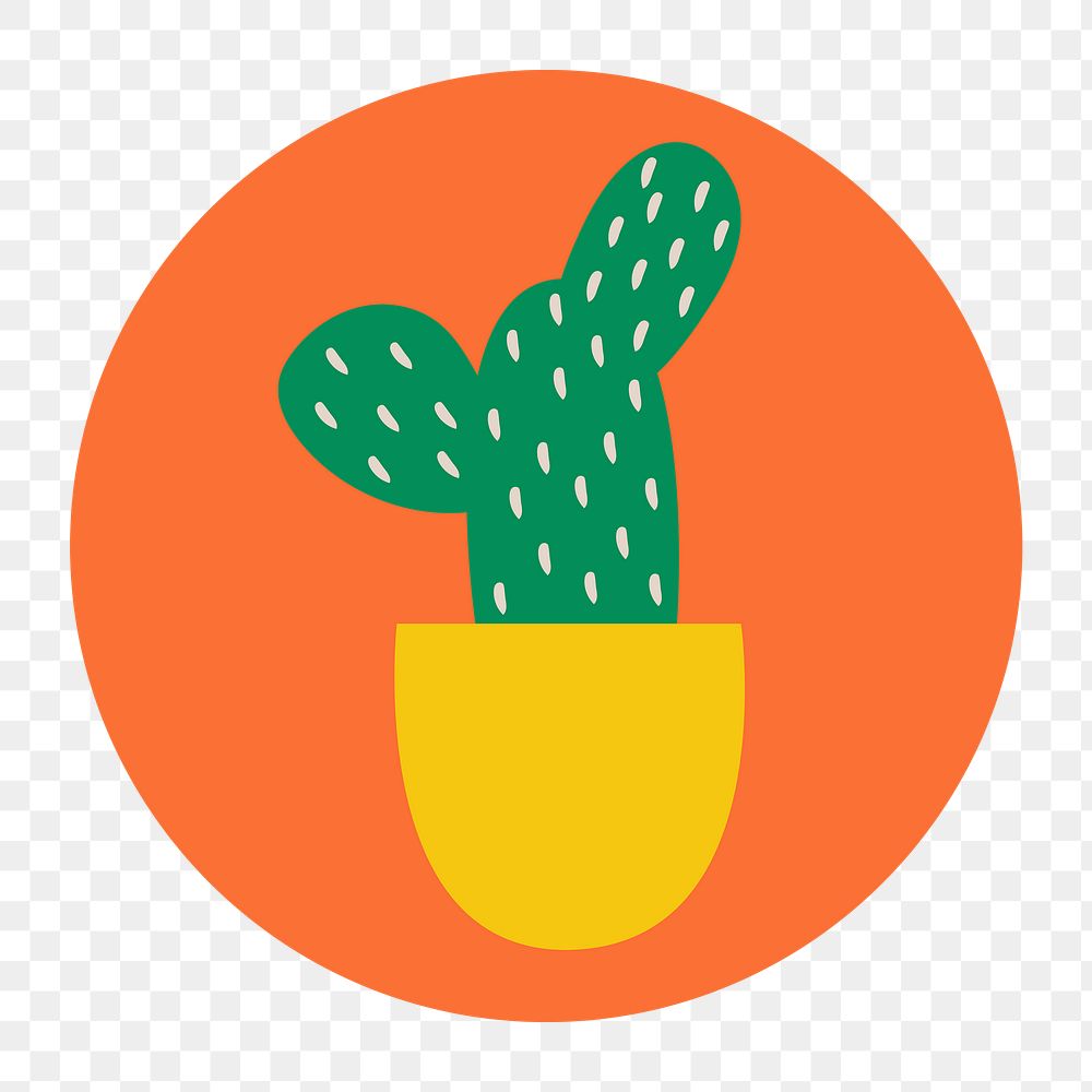 Hobby Instagram highlight png icon, cactus doodle in retro design