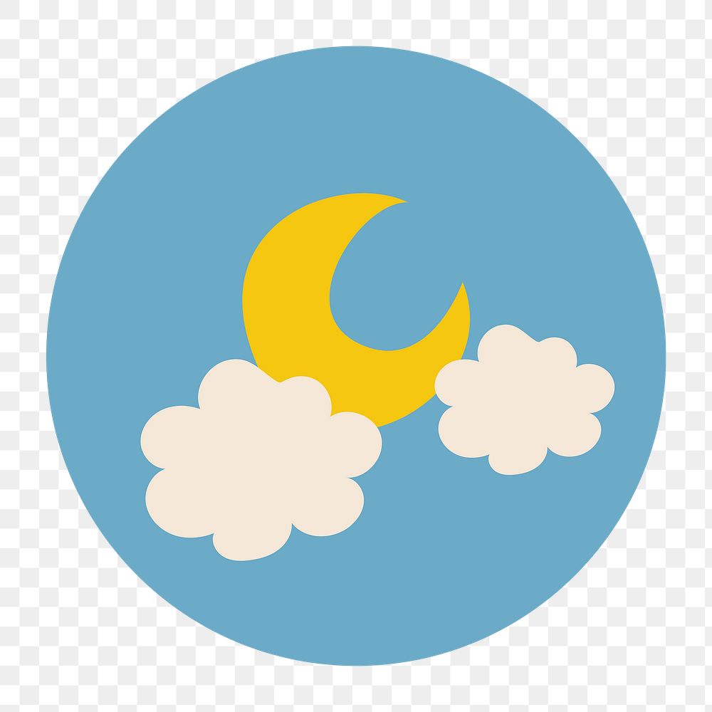 Cute Instagram highlight png icon, crescent moon doodle in retro design