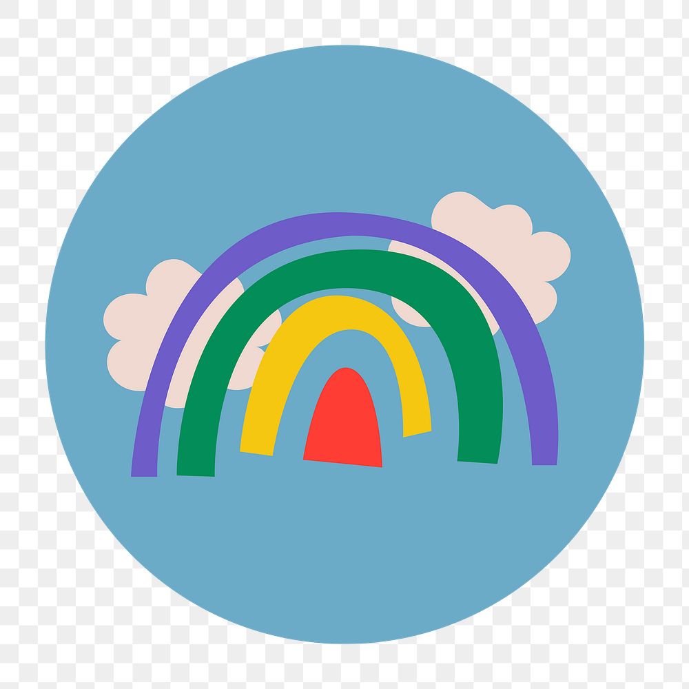 Nature Instagram highlight png icon, rainbow doodle in retro design