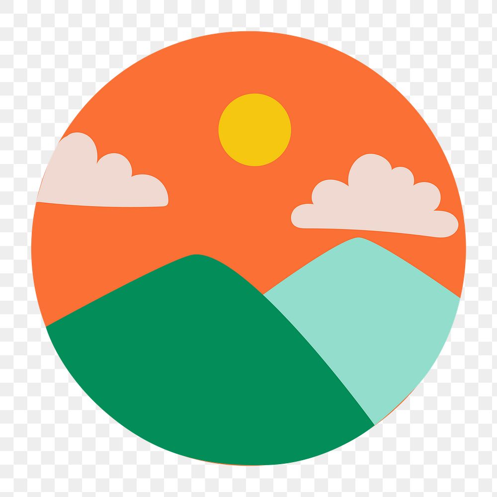 Travel Instagram highlight png icon, mountain doodle in retro design