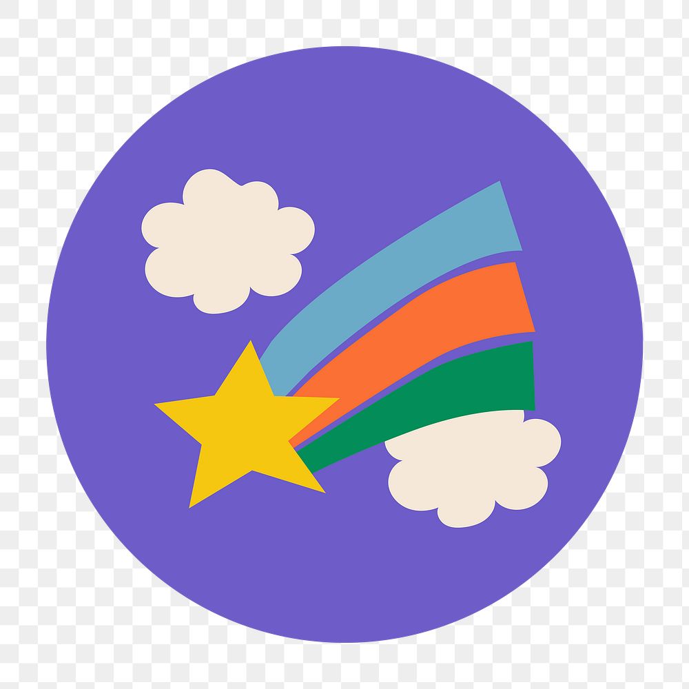 Cute Instagram highlight png icon, shooting star doodle in retro design