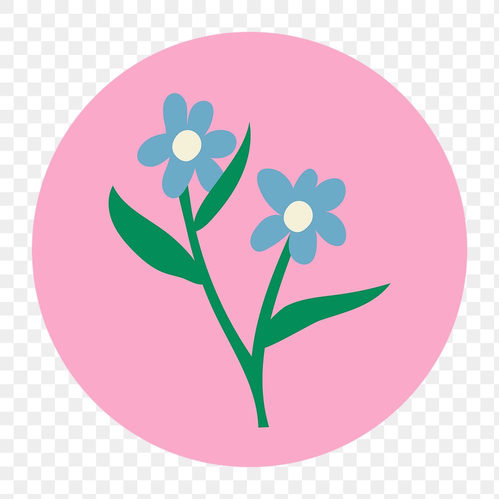 Flower png Instagram highlight icon, aesthetic doodle illustration in retro design