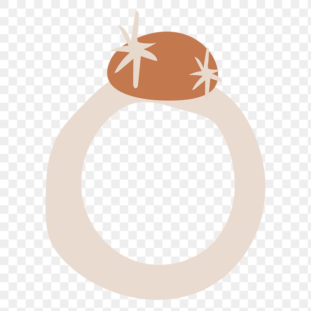 Ring jewelry png sticker, cute fashion doodle in earth tone design