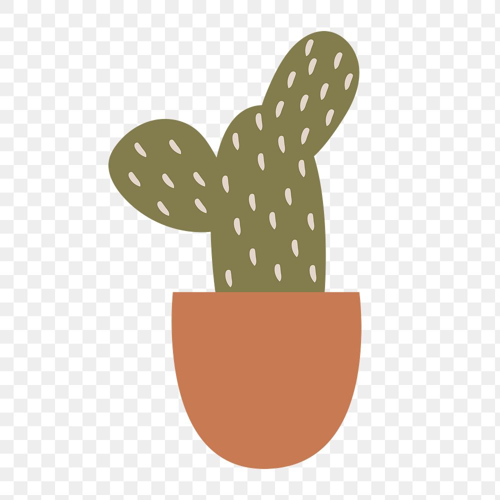 Cactus png sticker, nature doodle illustration in earthy design