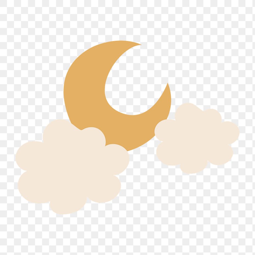 Moon png sticker, weather doodle illustration in earthy design