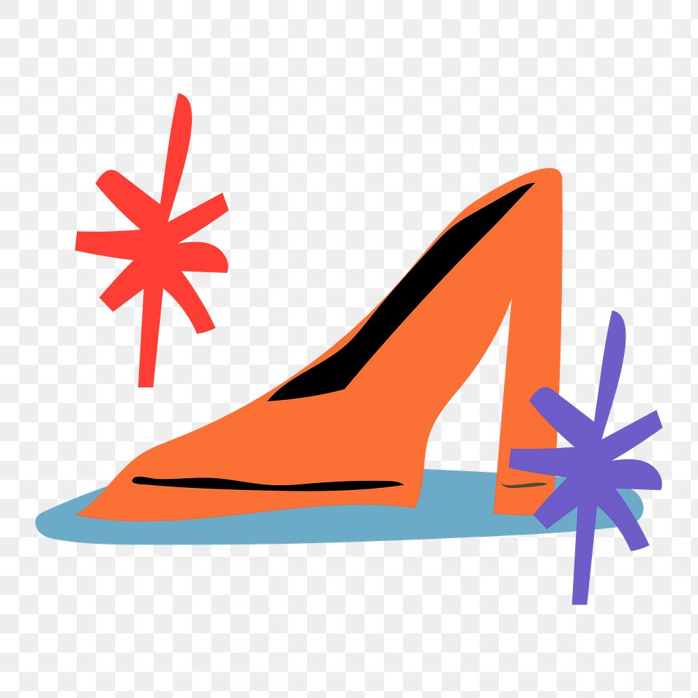 High heels png sticker, feminine fashion doodle in retro design