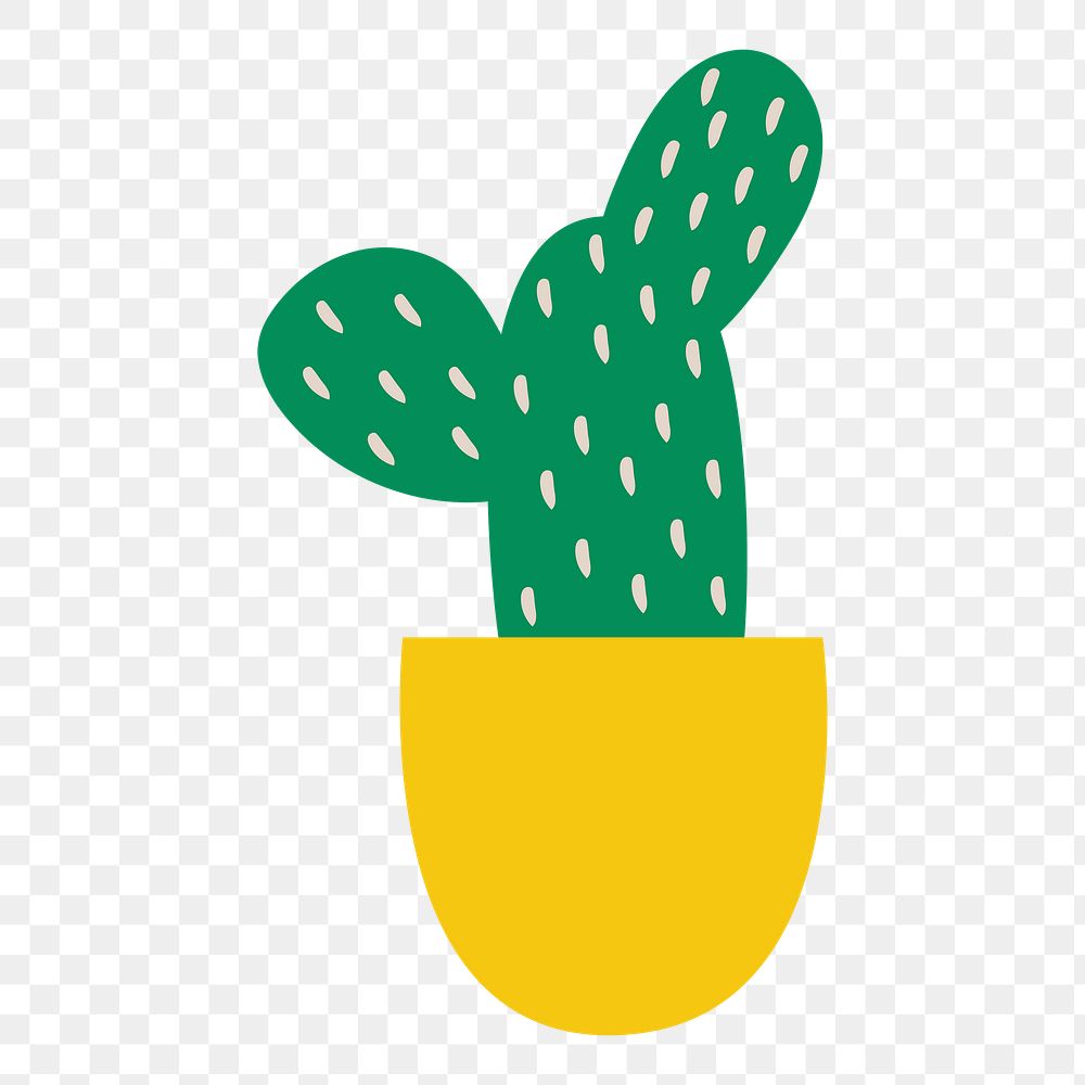 Cactus doodle png sticker, nature illustration in colorful retro design