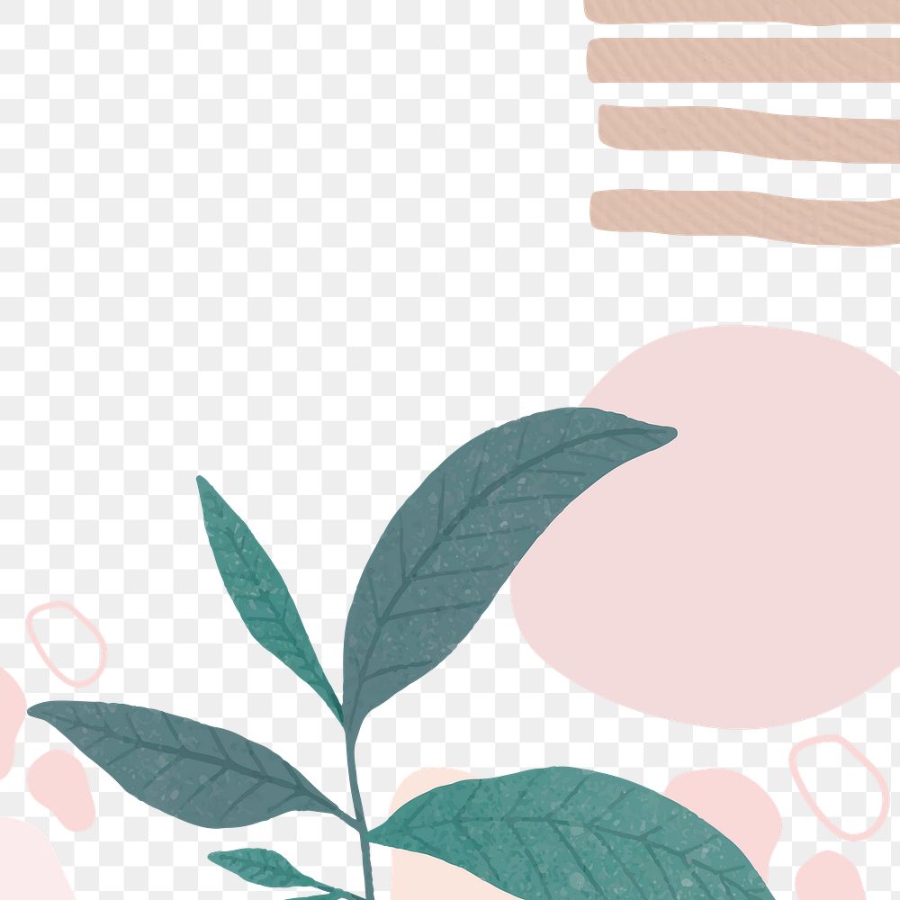 Botanical leaf Memphis png background transparent in pastel 