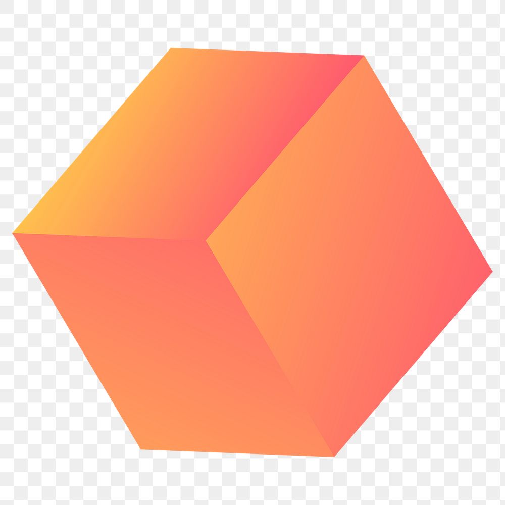 Orange cube png sticker, geometric collage element, transparent background