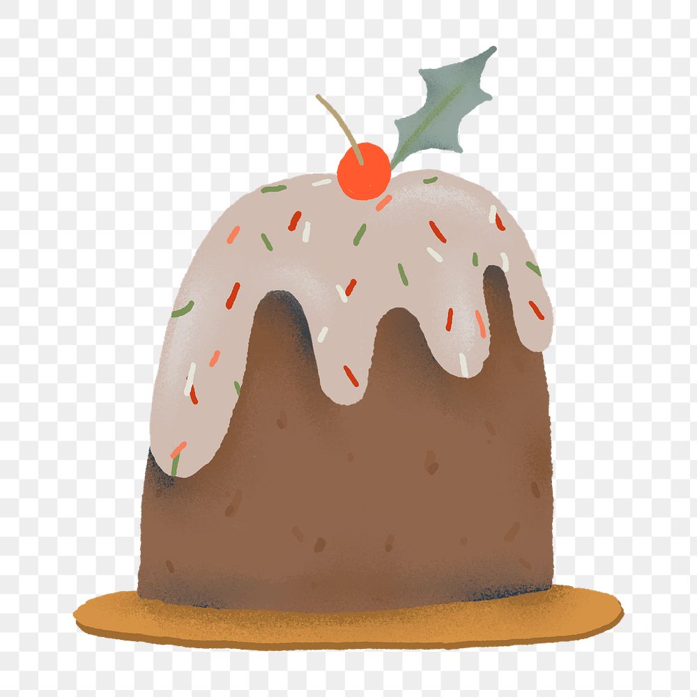 Christmas cake png sticker, hand drawn  illustration