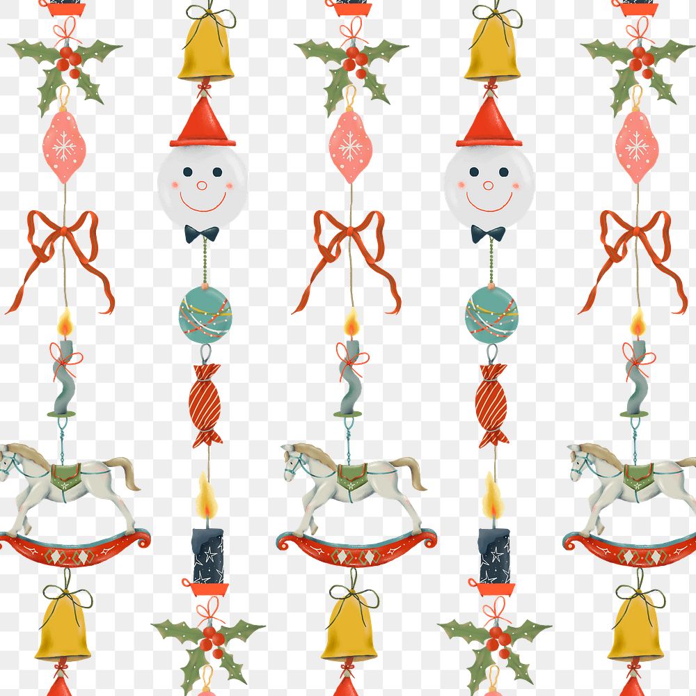 Christmas pattern png, transparent background, cute winter holidays illustration