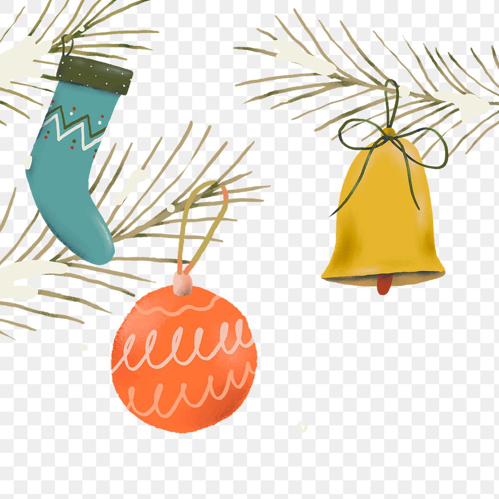 Christmas baubles png, holidays border sticker