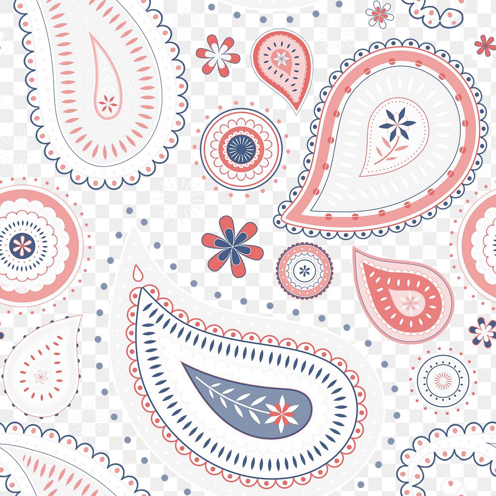 Paisley pattern background png transparent, pink cute illustration