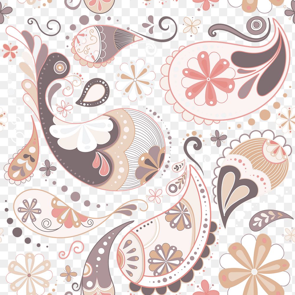 Pastel paisley png background, earthy Indian abstract pattern