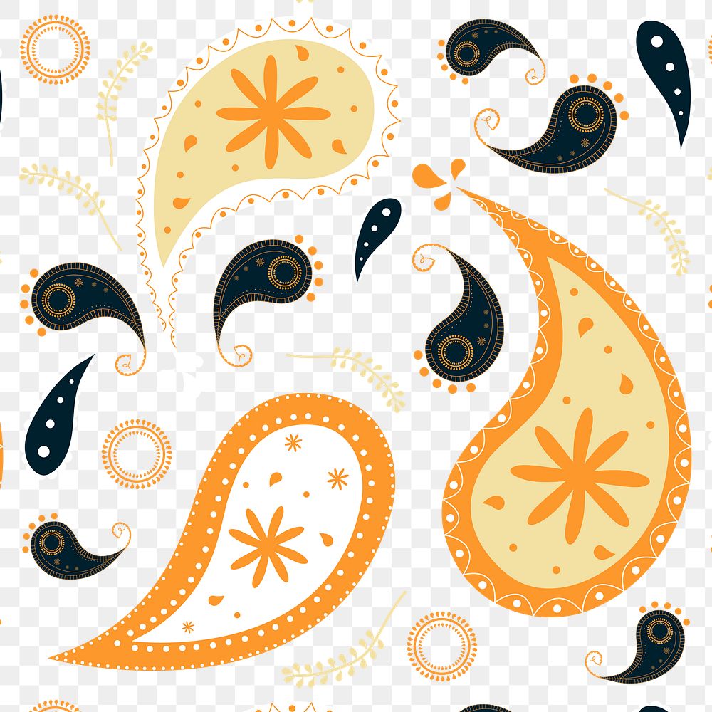 Cute paisley background png, floral pattern in abstract orange