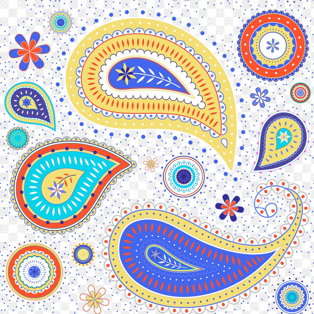 Colorful paisley background png transparent, cute decorative pattern