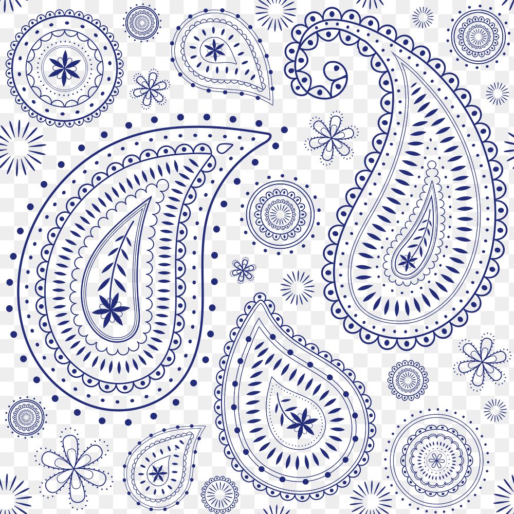 Blue paisley background png transparent, Indian pattern, tattoo illustration
