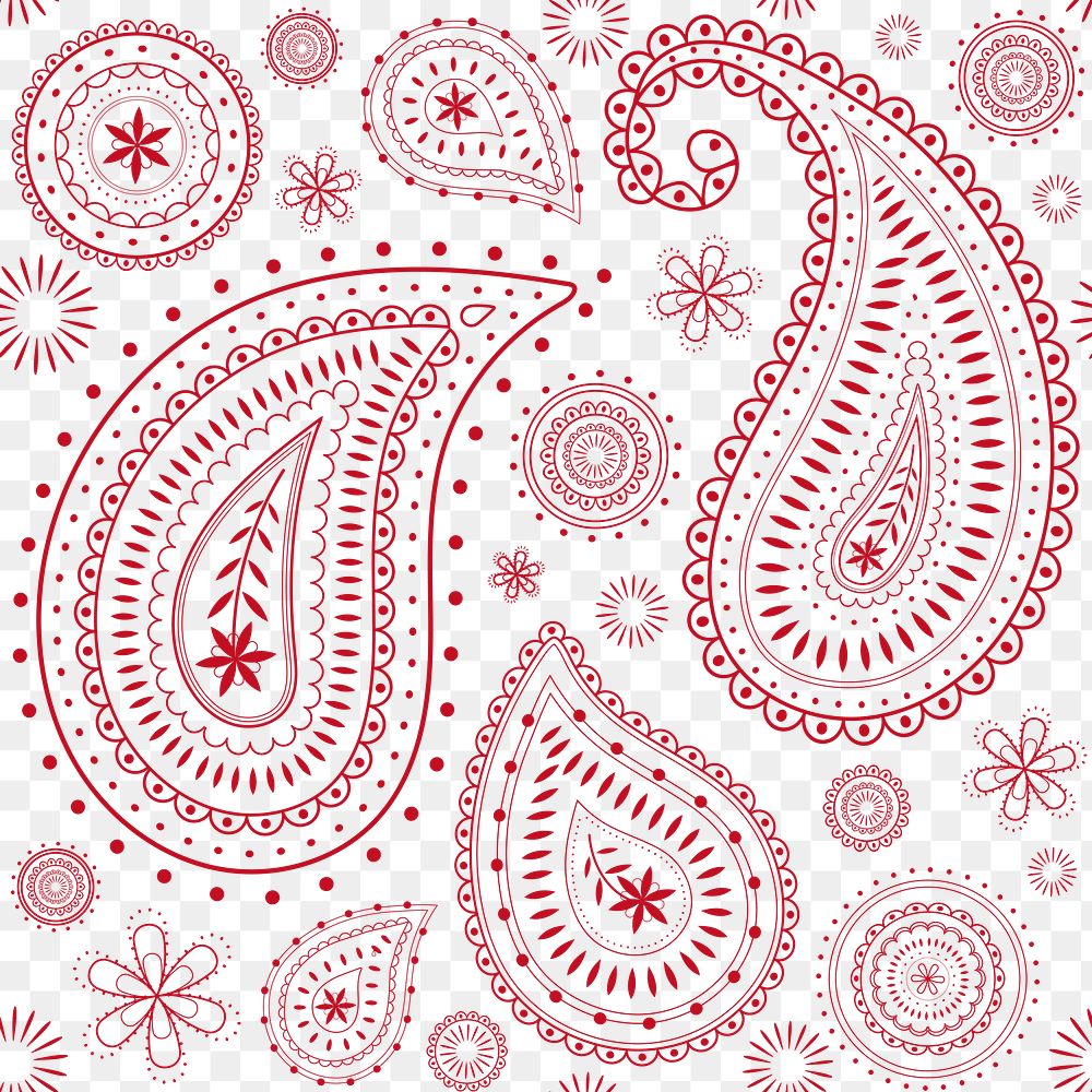 Red paisley background png transparent, Indian pattern, tattoo illustration