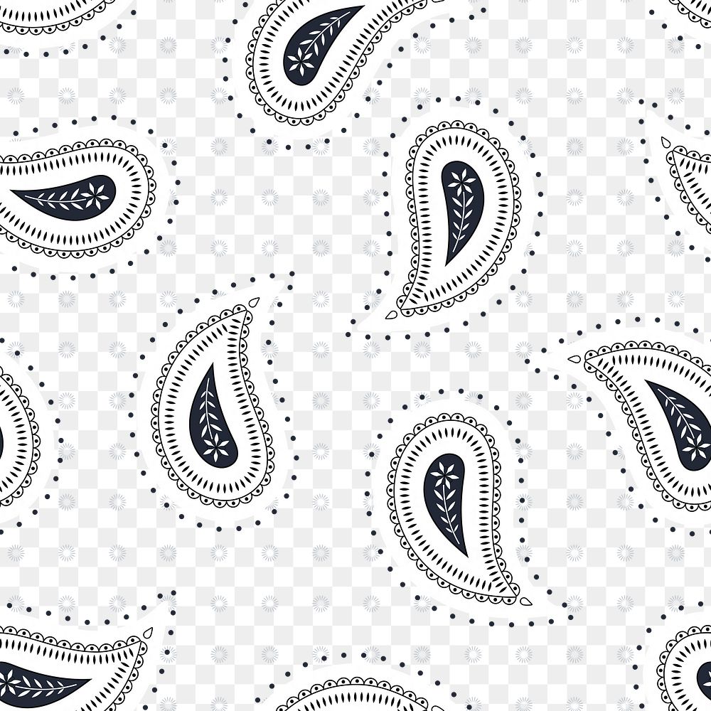 Indian pattern background png, black paisley illustration in abstract design