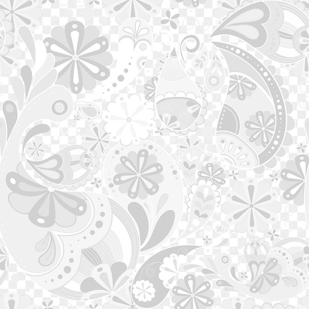 Aesthetic paisley background png, abstract pattern in white