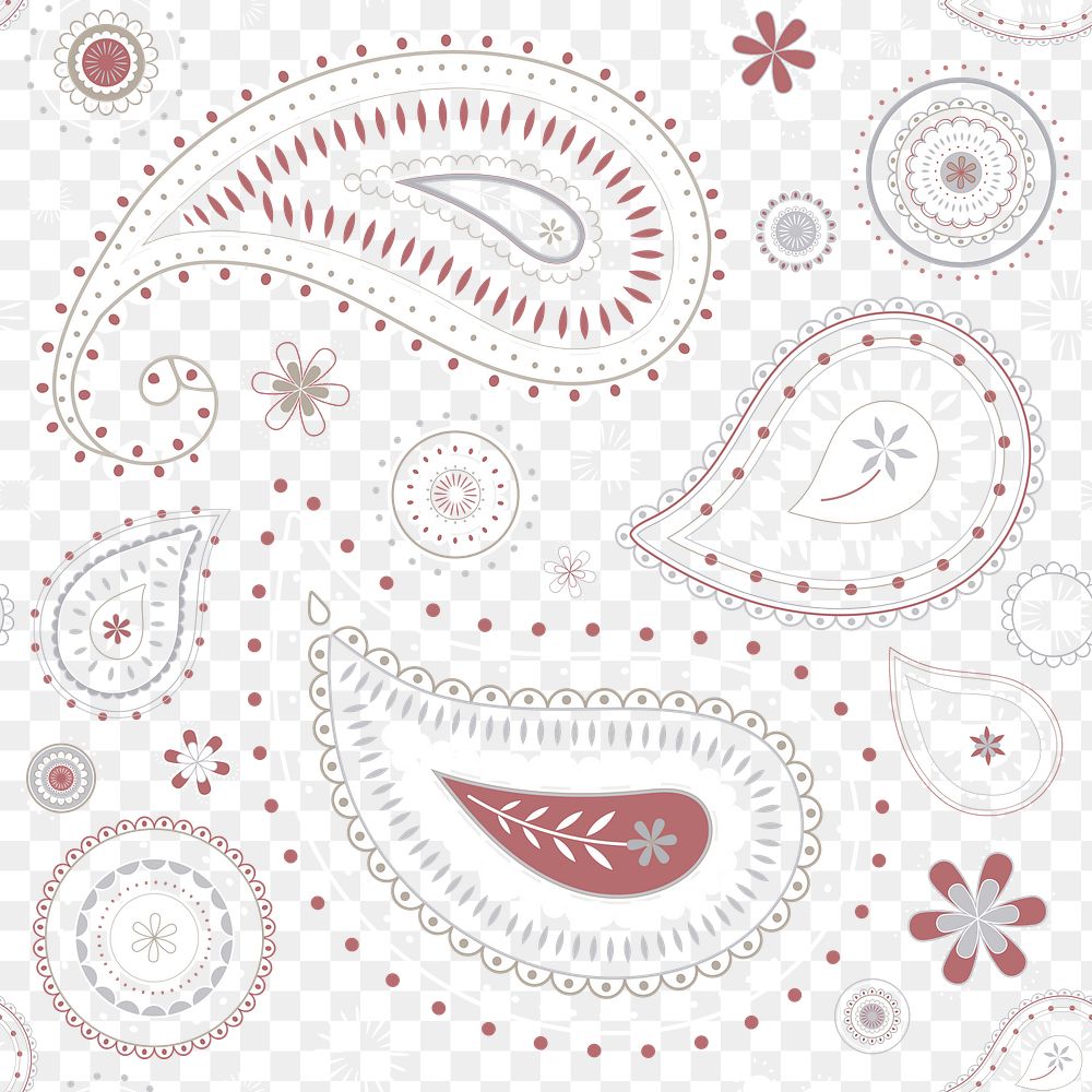Paisley pattern background png transparent, gray cute illustration