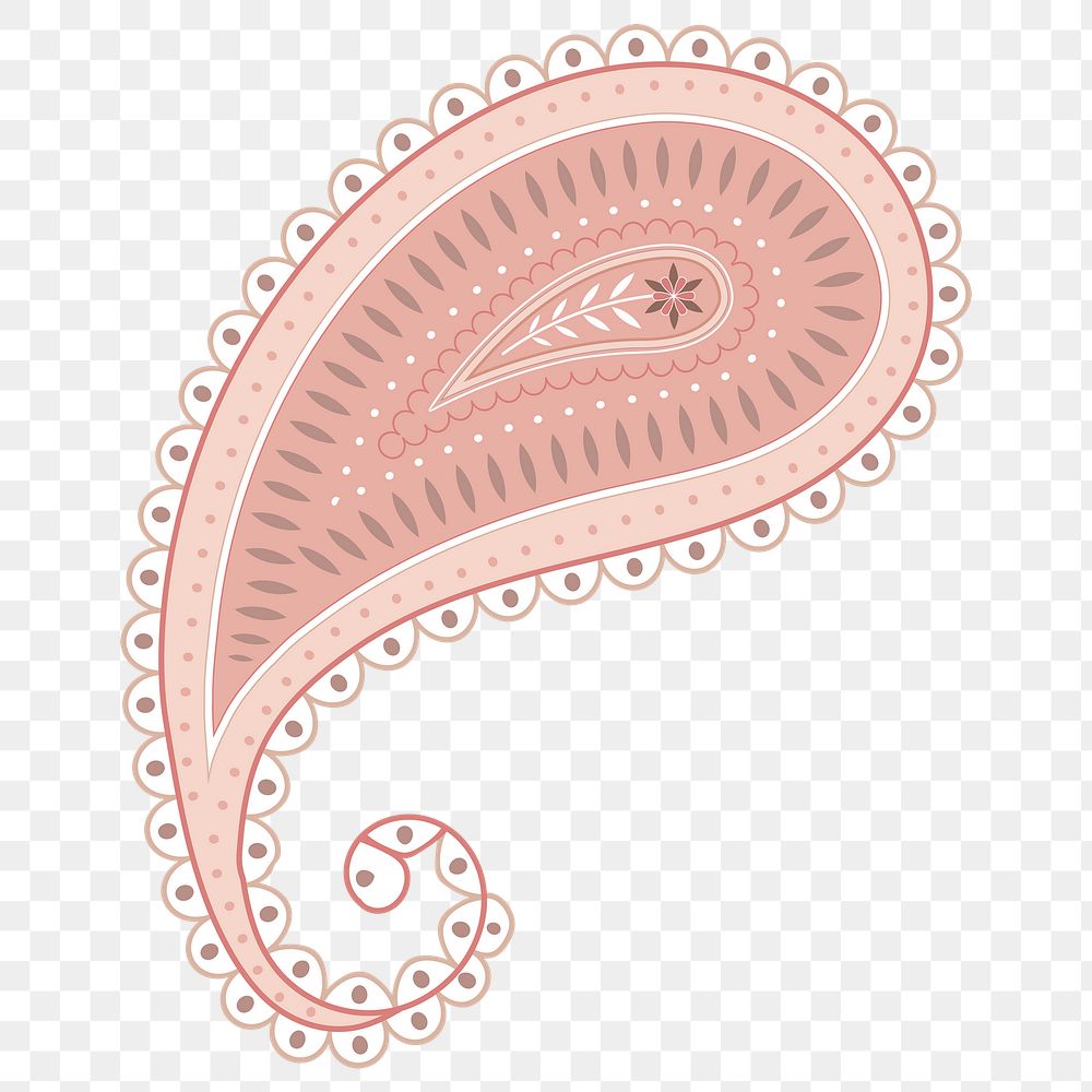 Nude pink paisley png sticker, cute pastel design