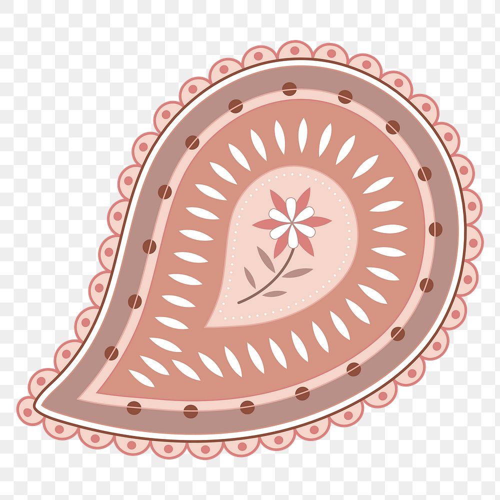 Nude pink paisley png sticker, cute pastel design