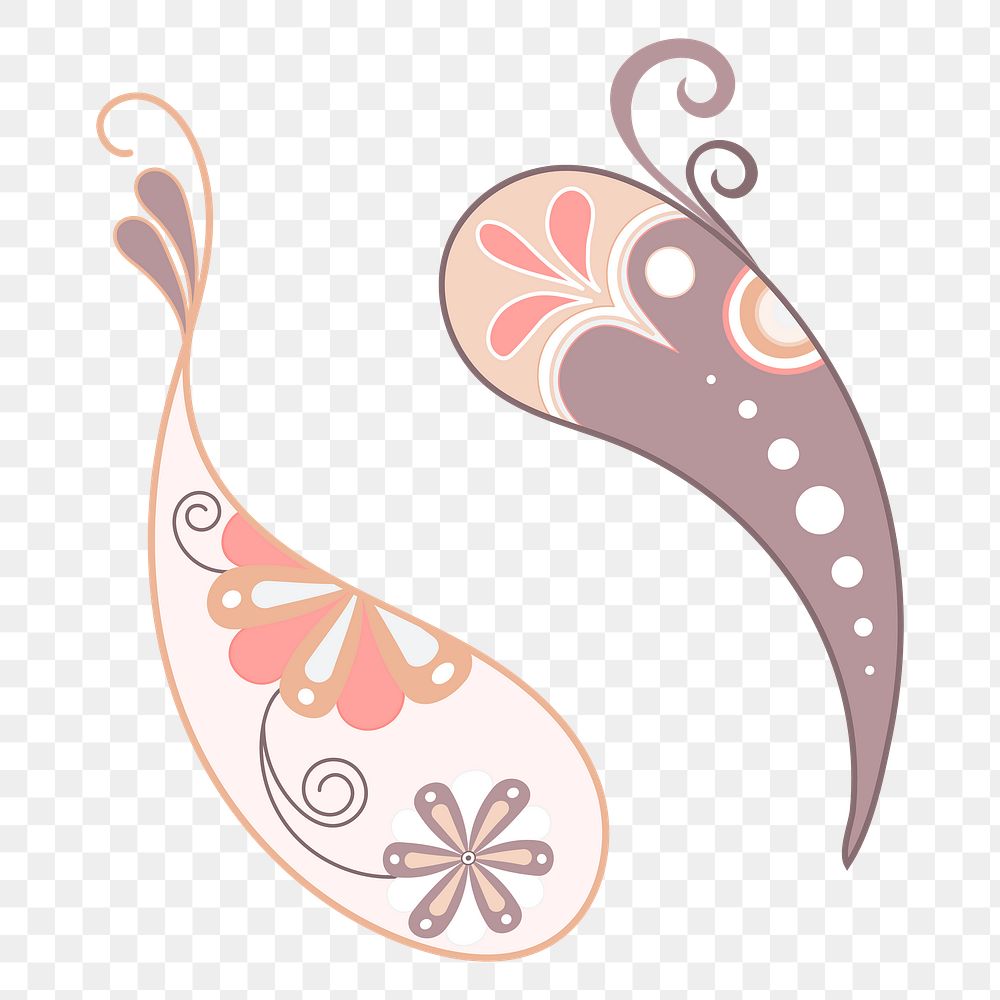 Paisley flower png sticker, pastel traditional Indian illustration