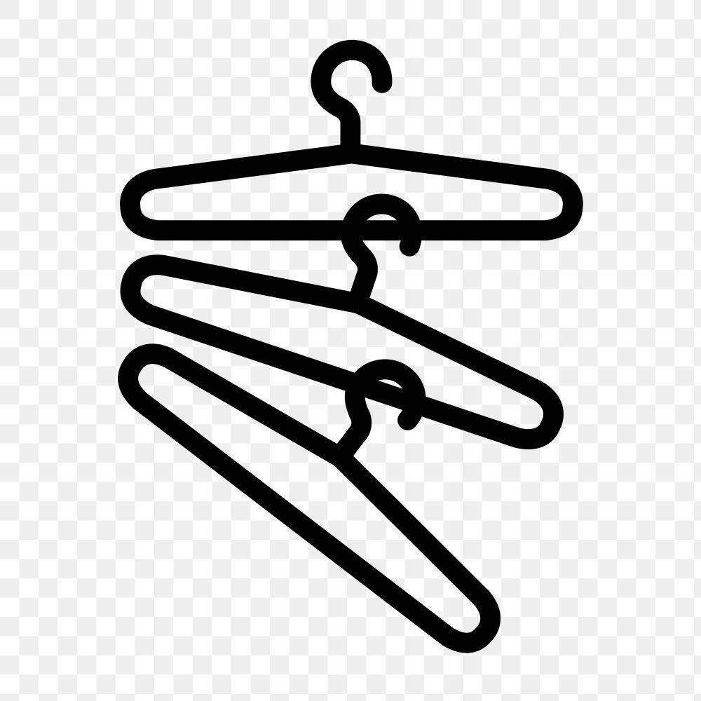 Hangers png, black and white sticker in transparent background