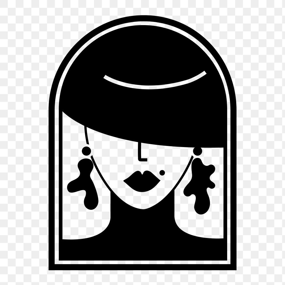 Fashionista logo element png, Parisian woman sticker, black and white design