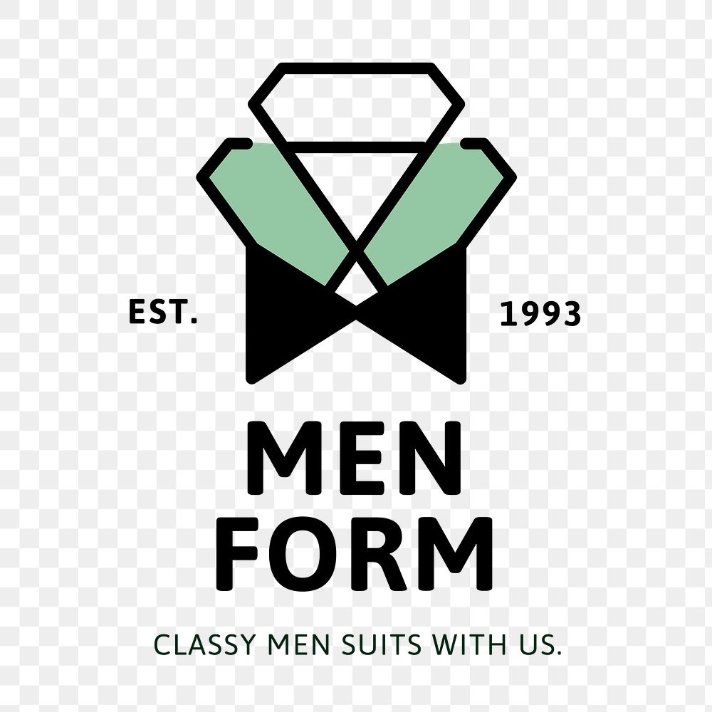 Men's fashion logo png, business branding sticker design in transparent background