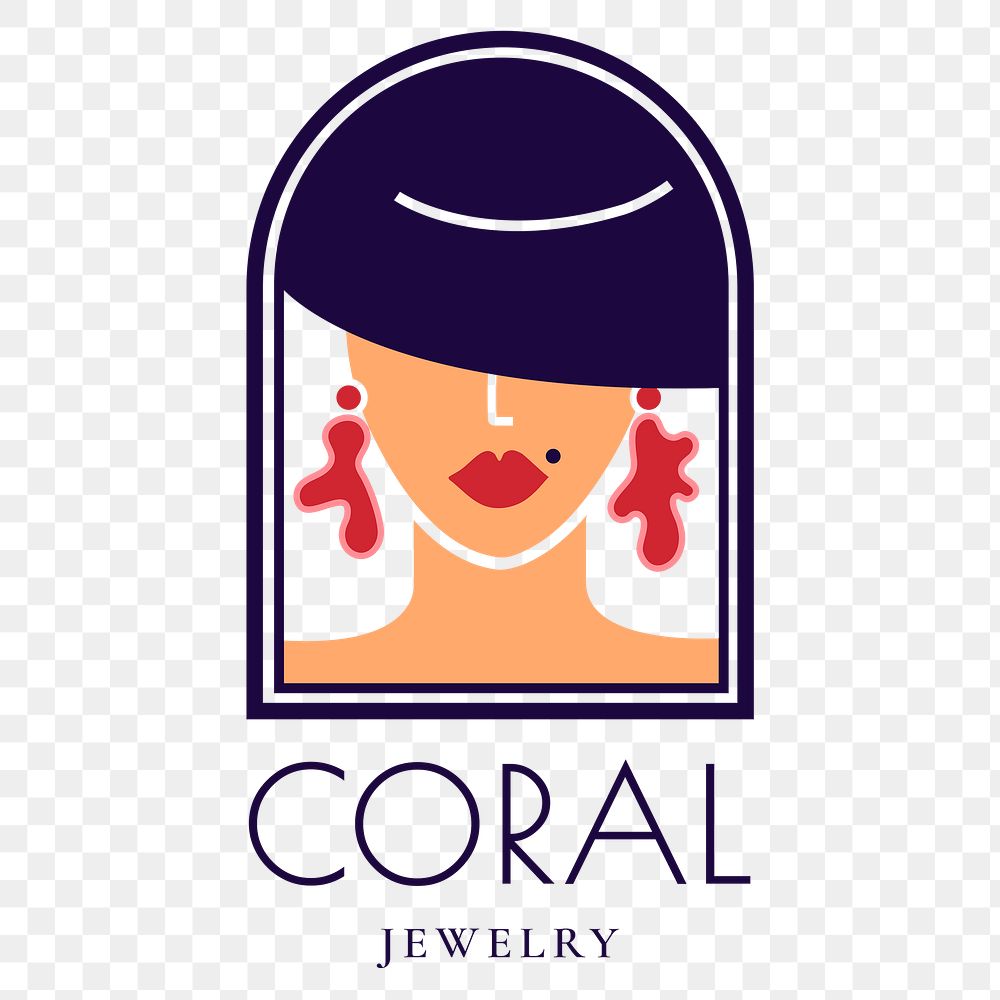 Jewelry shop logo png, Art Deco fashion business branding sticker design