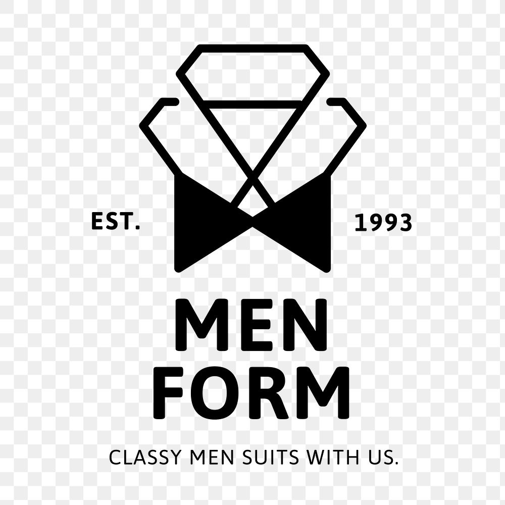 Gentleman clothing png logo, shop branding sticker, black and white design