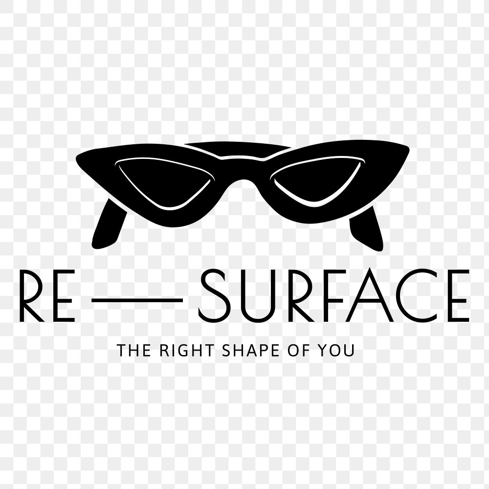 Sunglasses logo png, fashion business branding sticker, black and white design in transparent background