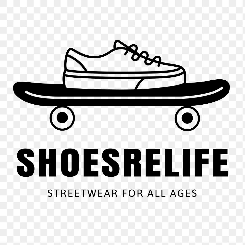 Shoes logo png, streetwear branding sticker, black and white design