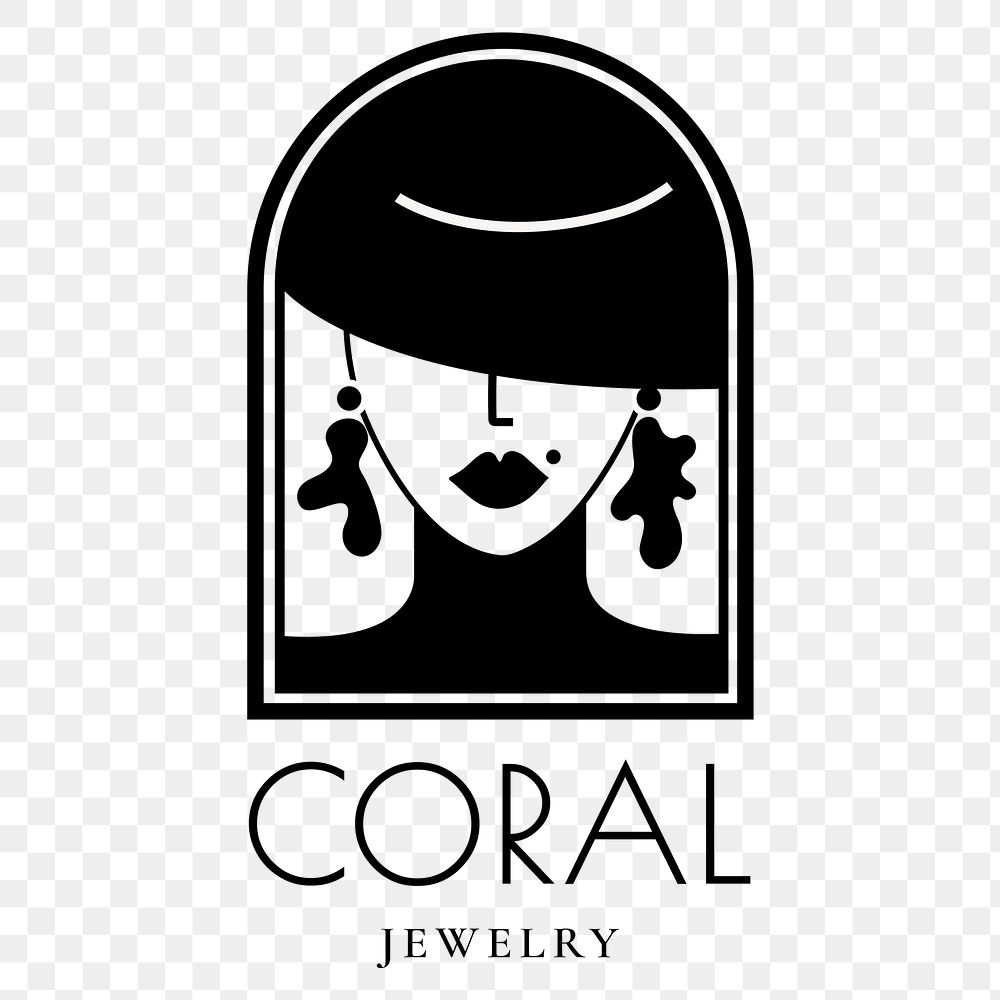 Jewelry fashion logo png, business branding sticker, black and white design in transparent background