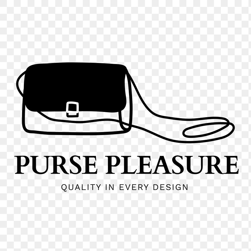 Purse logo png, business branding sticker, black and white handbag design in transparent background