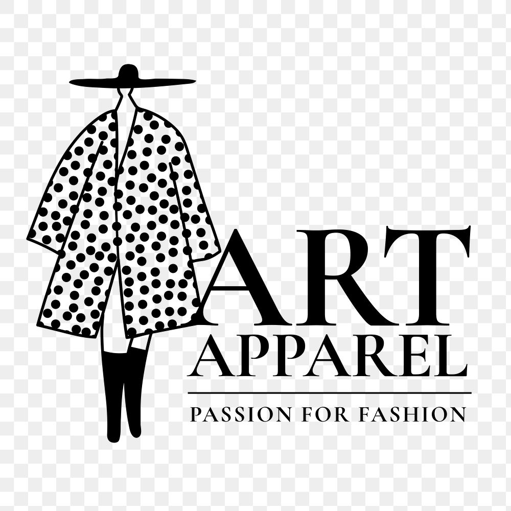 Fashion logo png, clothing business branding sticker, black and white design in transparent background